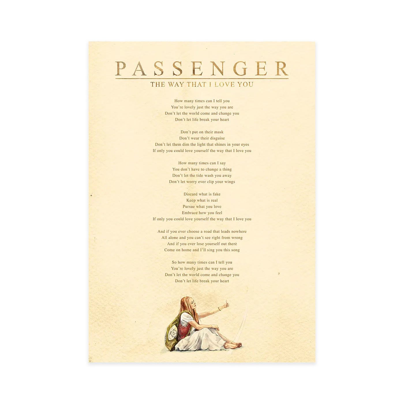 Passenger 'The Way That I Love You' Lyric Sheet