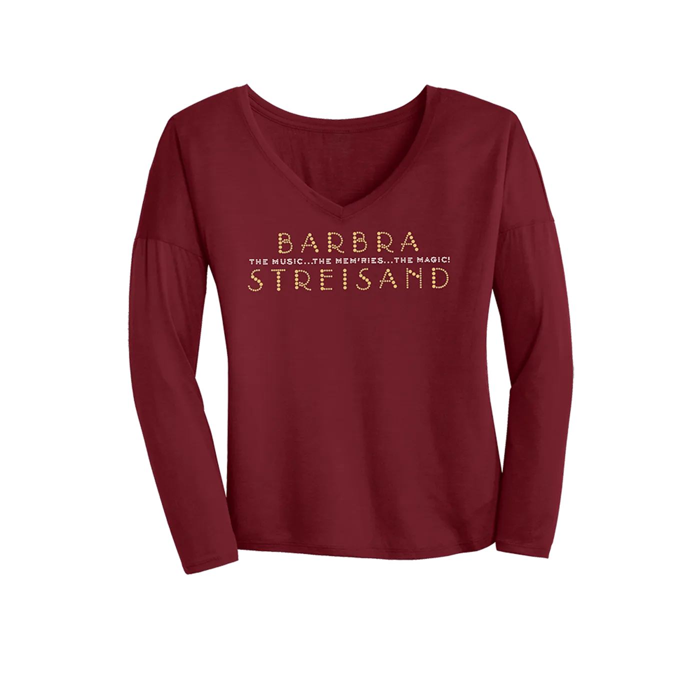 Barbra Streisand Crystal Bling Long Sleeve Drapey V-neck (women)
