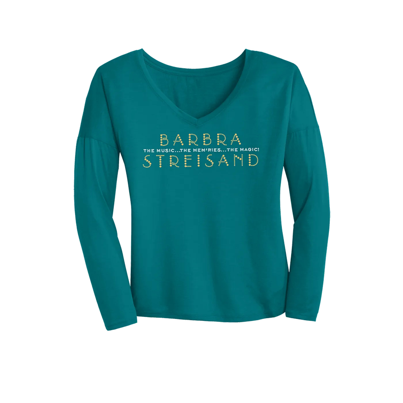 Barbra Streisand Crystal Bling Long Sleeve Drapey V-neck (women)