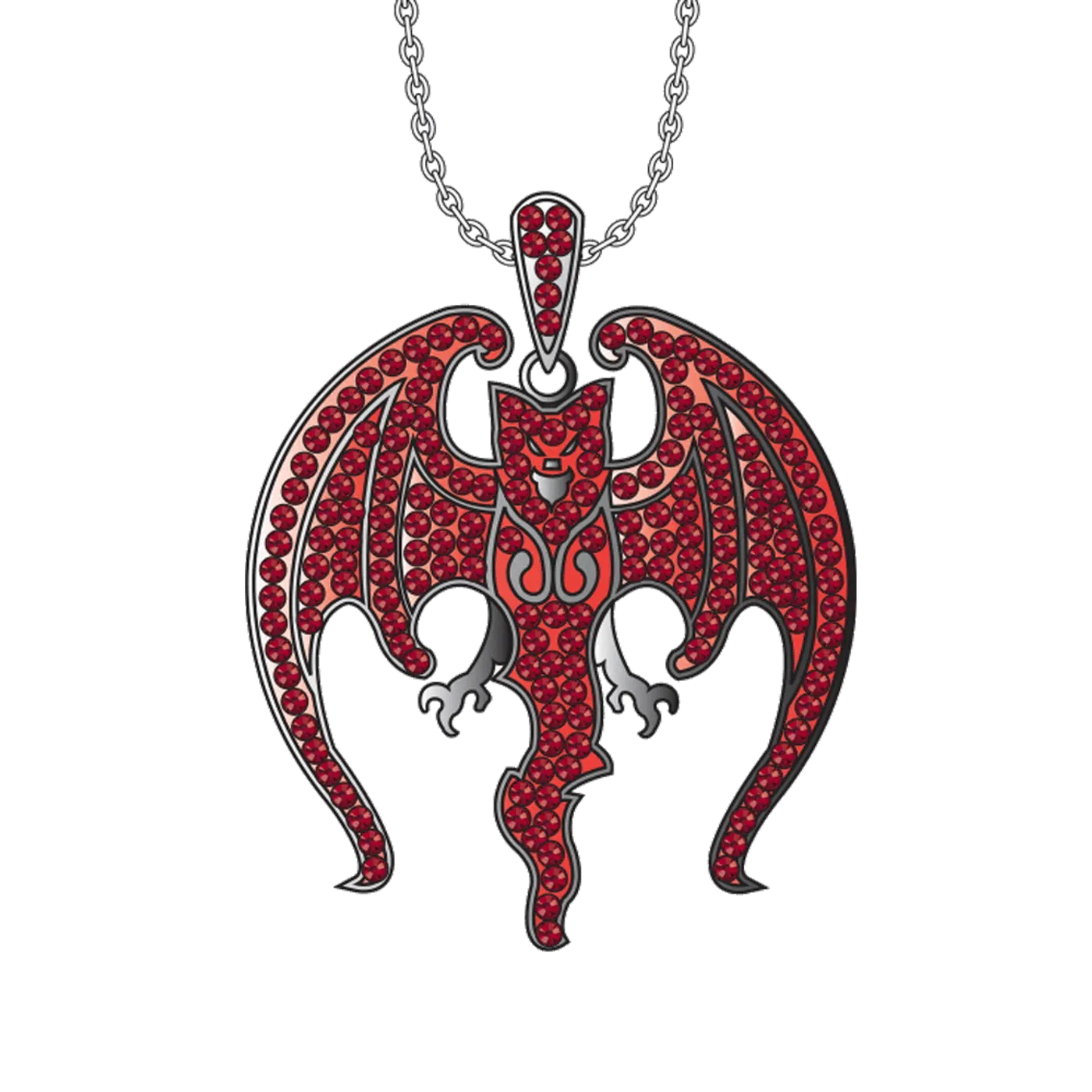 Hollywood Vampires Rhodium Plated Vampire Bat Pendant