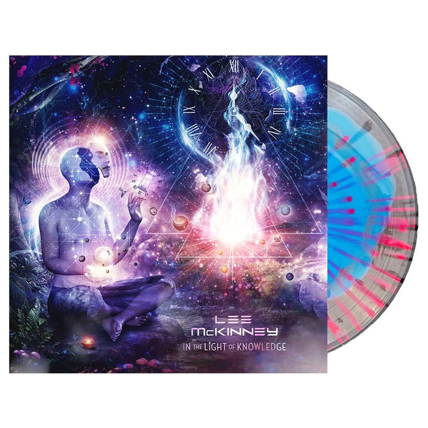 Lee McKinney - 'In the Light of Knowledge' - Blue in Clear w/ Neon Pink Heavy Splatter Vinyl