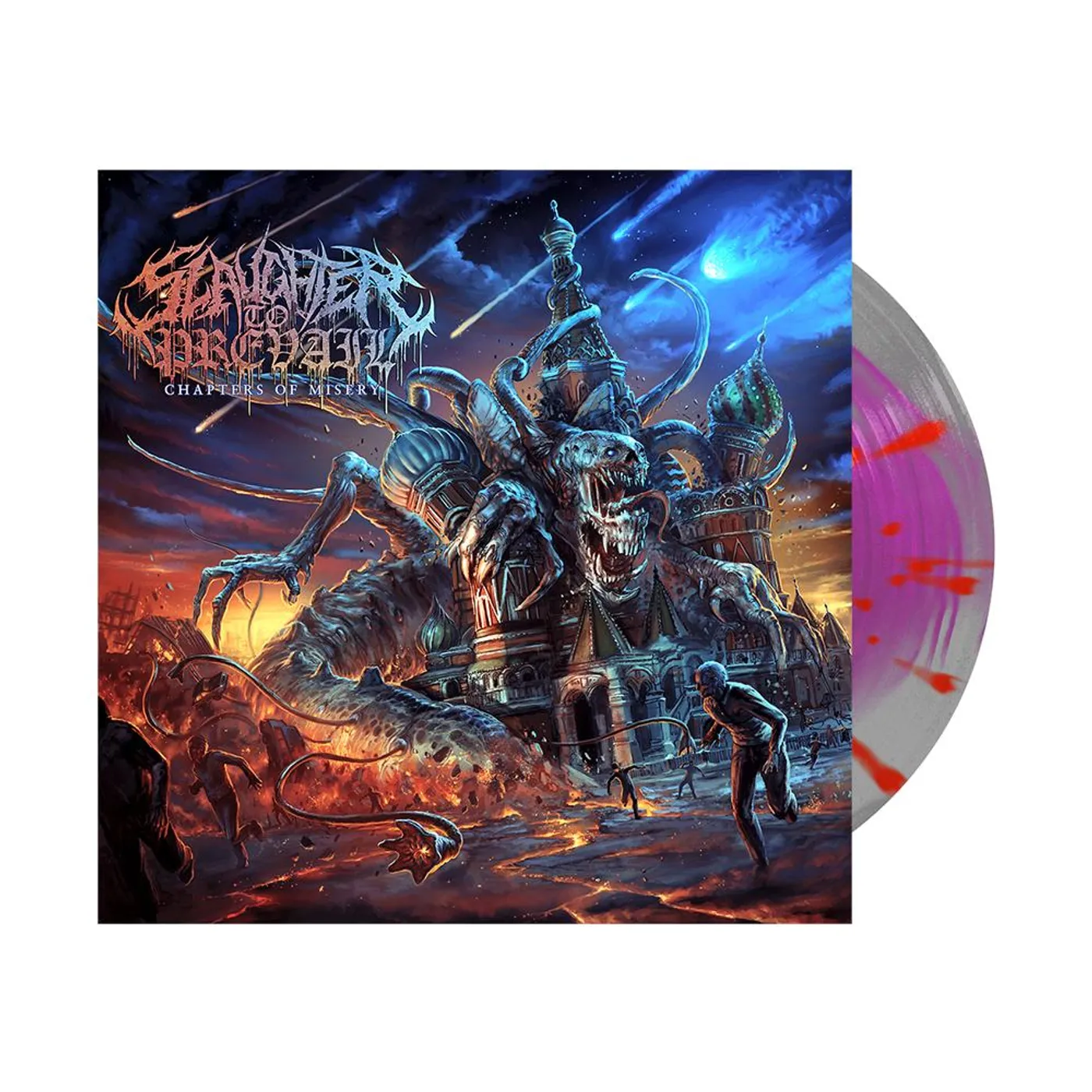 Slaughter to Prevail - "Chapters of Misery" Neon Magenta in Clear w/ Neon Orange Splatter 10" Vinyl