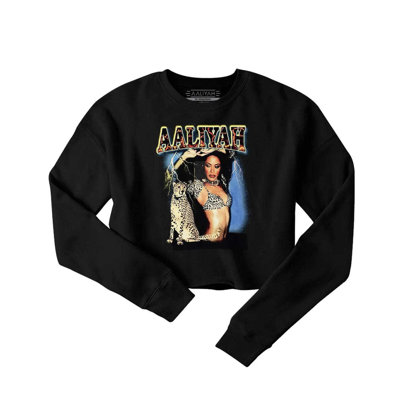 Aaliyah Cheetah Crop Crewneck Sweatshirt