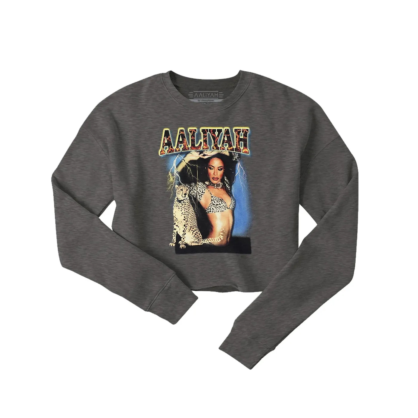 Aaliyah Cheetah Crop Crewneck Sweatshirt