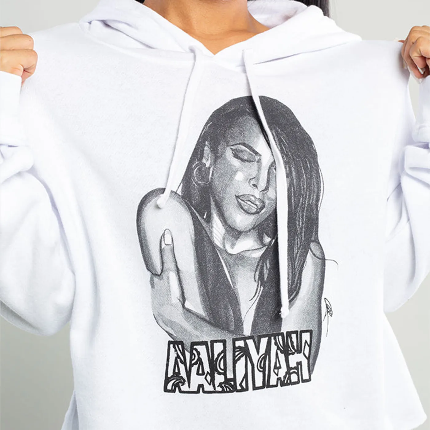 Aaliyah Sketch Crop Hooded Sweatshirt