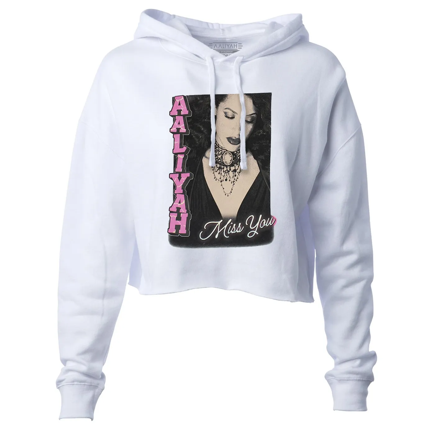 Aaliyah Miss You Crop Hooded Sweatshirt