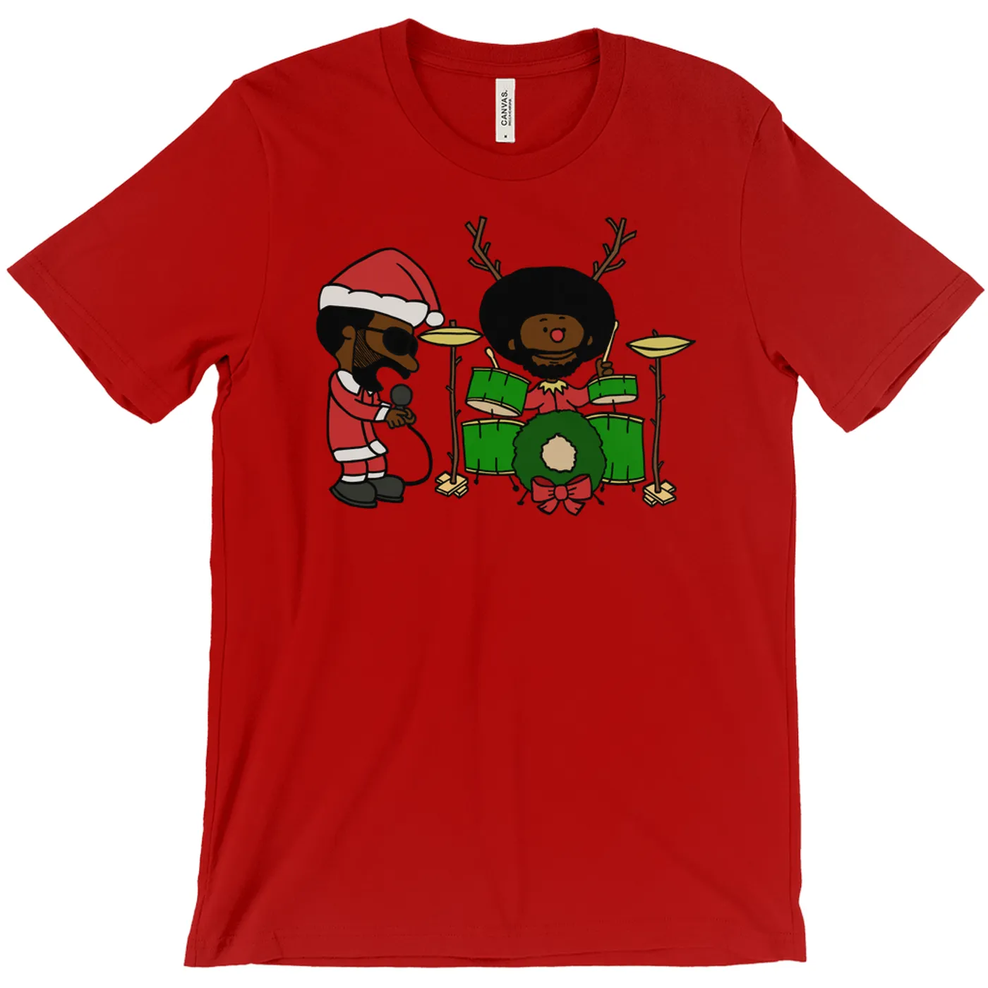 OKAYPLAYER Black Thought and Questlove as Santa and Rudolph Christmas T-Shirt