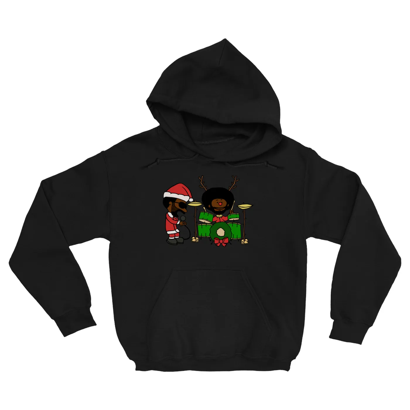 OKAYPLAYER Black Thought and Questlove as Santa and Rudolph Christmas Hooded Sweatshirt