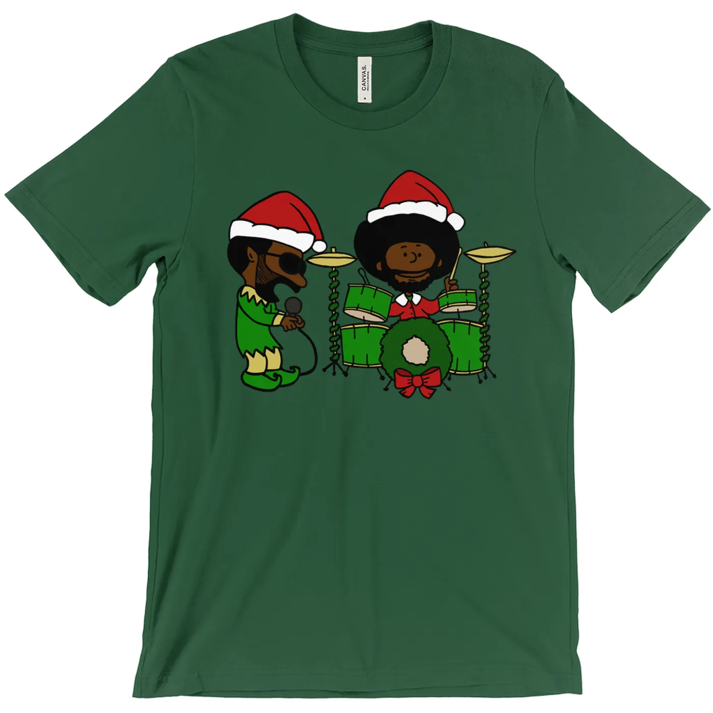 OKAYPLAYER Black Thought and Questlove as Elf and Santa Christmas T-Shirt