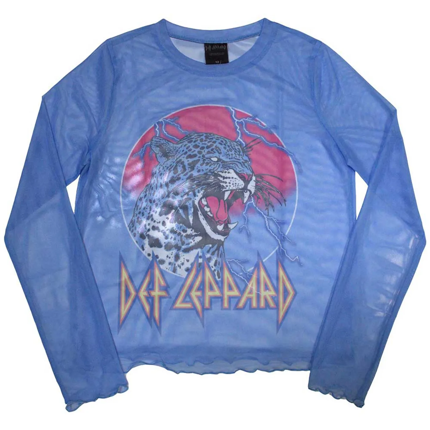 Def Leppard Woman's Long Sleeve Crop Top - Lightning Leopard