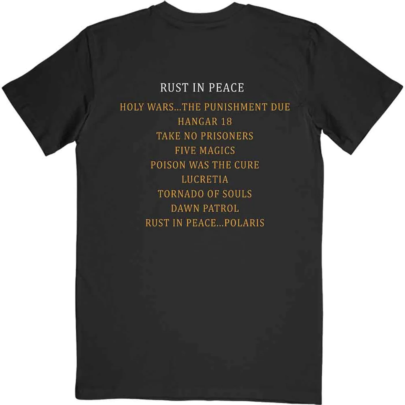 Megadeth T Shirt - Rust In Peace Tracklist