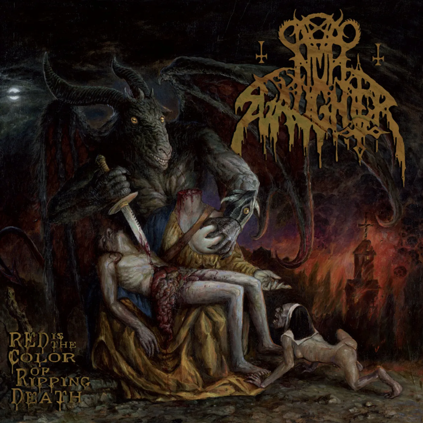 Nunslaughter LP - Red Is The Colour Of Ripping Death  (Clear+Red) (Vinyl)