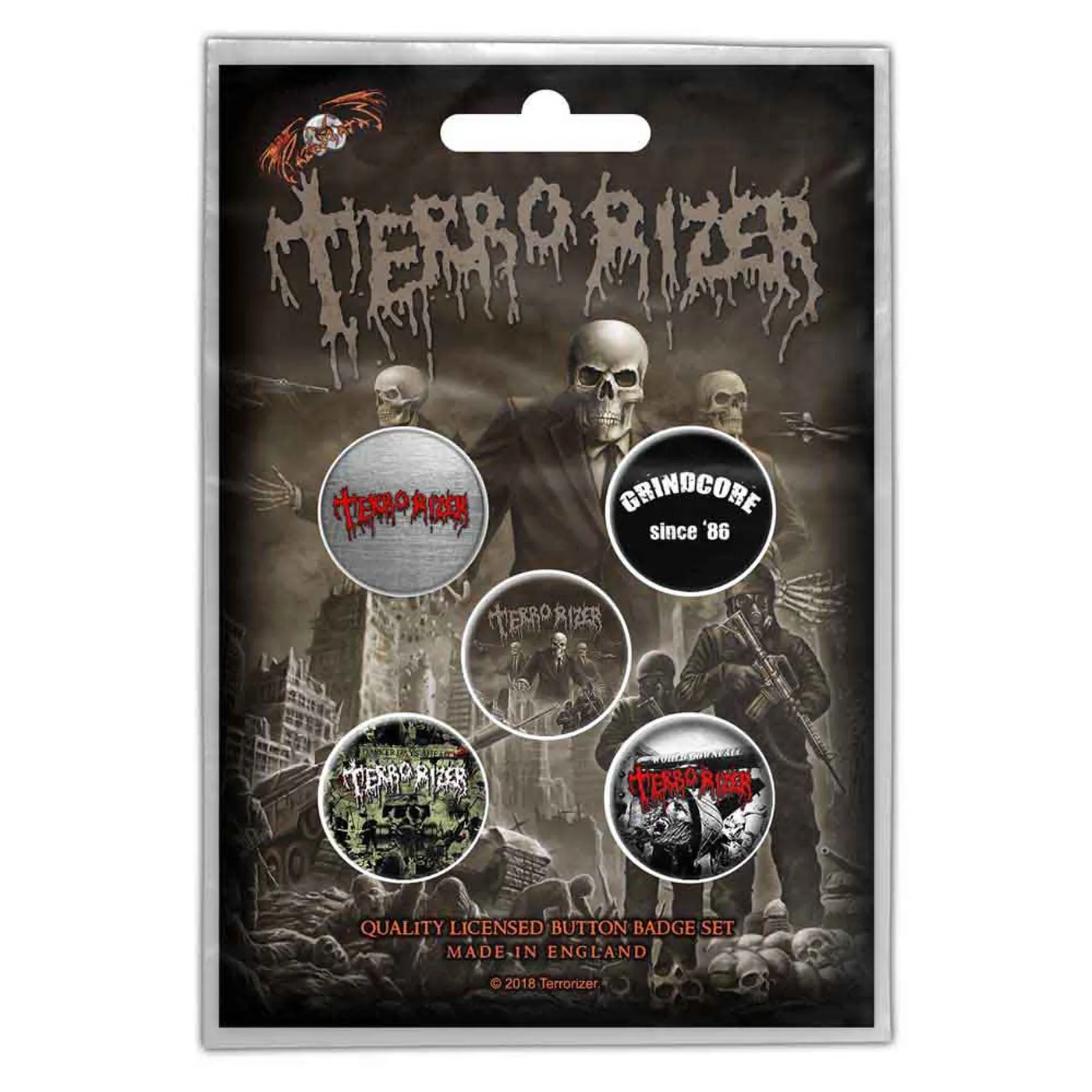 Terrorizer Plastic Pin Badge - Caustic Attack