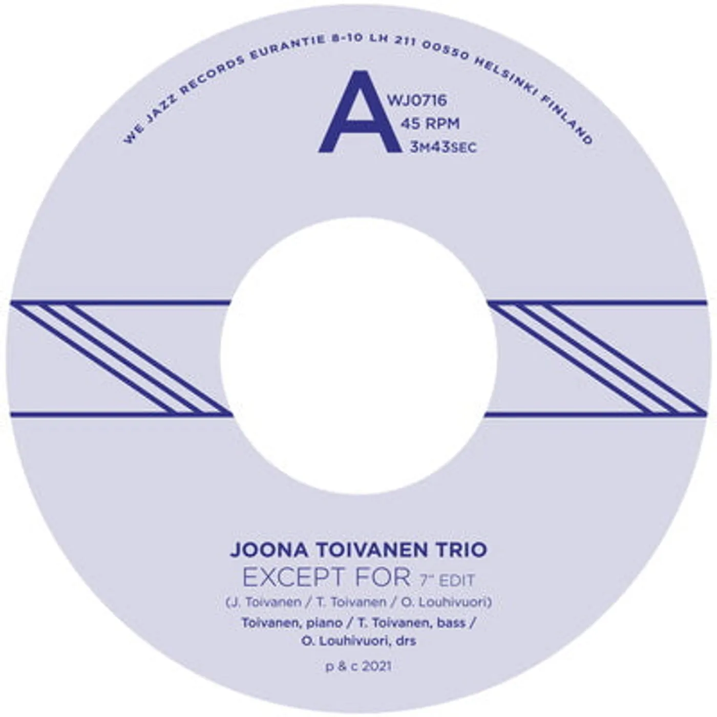 Joona Toivanen Trio LP - Except For/Keyboard Study No. 2 (Vinyl)