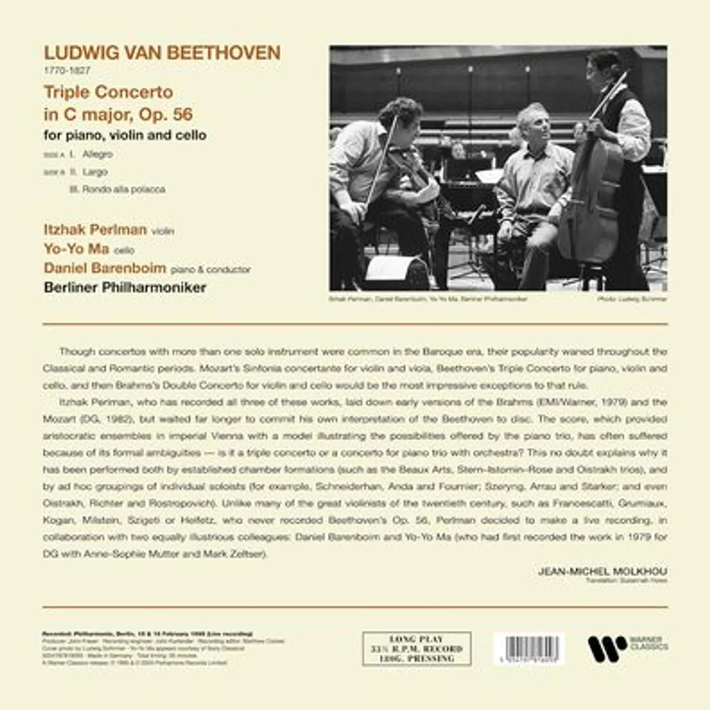 Ludwig van Beethoven LP - Beethoven: Triple Concerto (Tripelkonzert) (Vinyl)