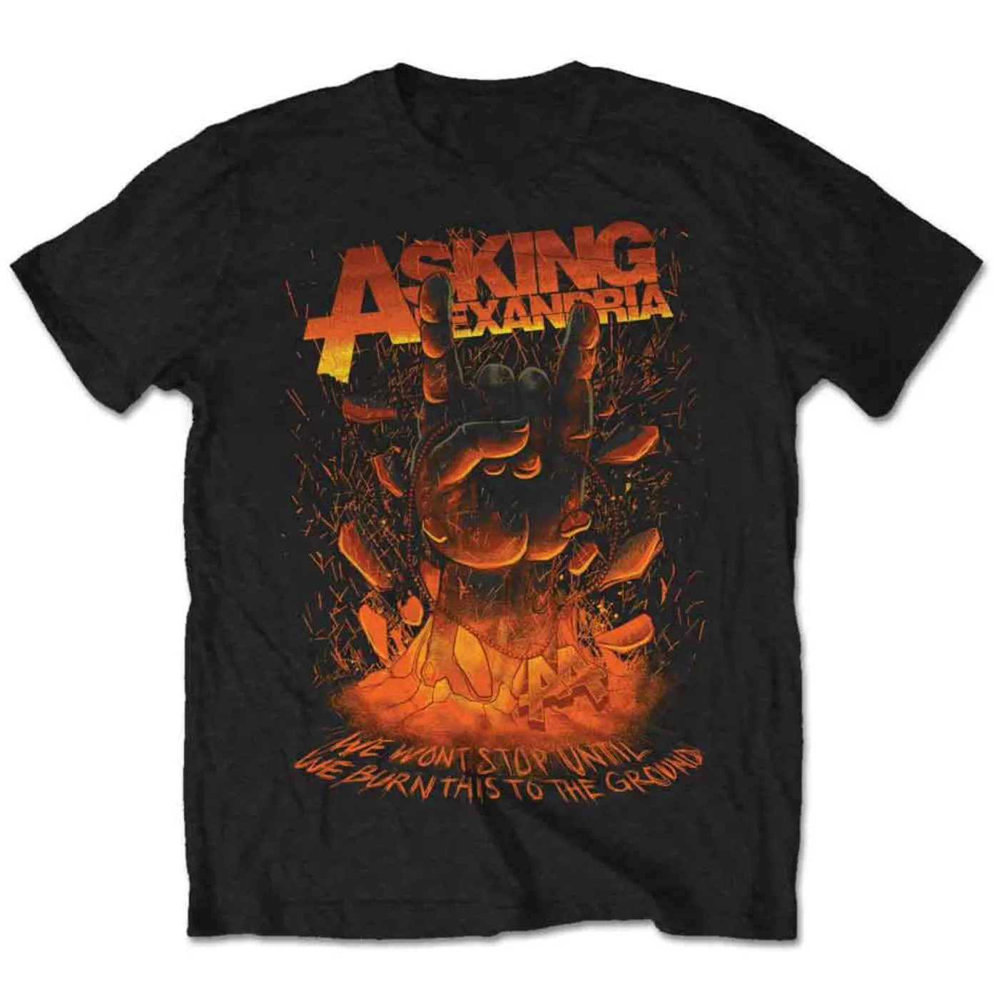 Asking Alexandria T Shirt - Packaged Metal Hand