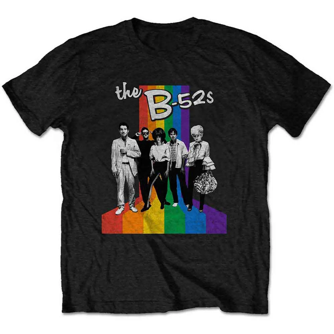 The B-52's T Shirt - Rainbow Stripes