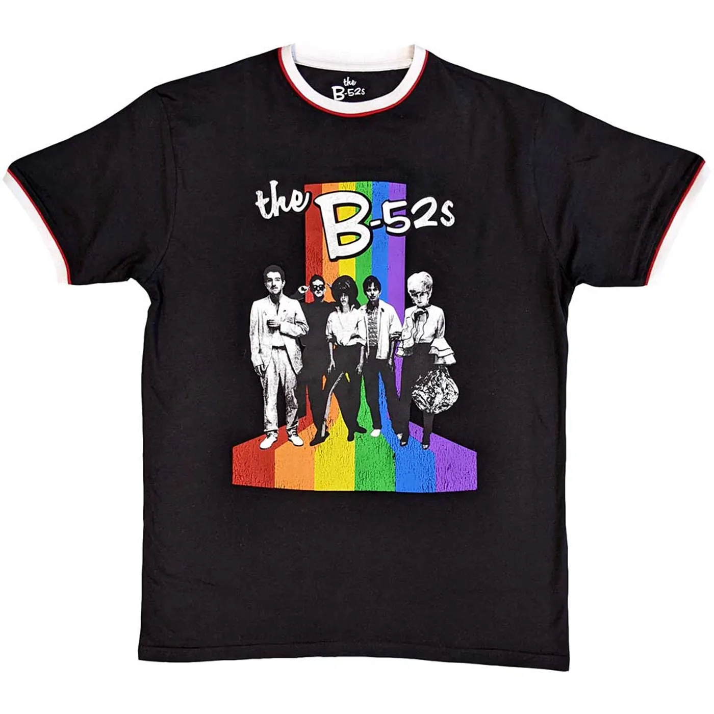 The B-52's T Shirt - Rainbow Stripes Ringer