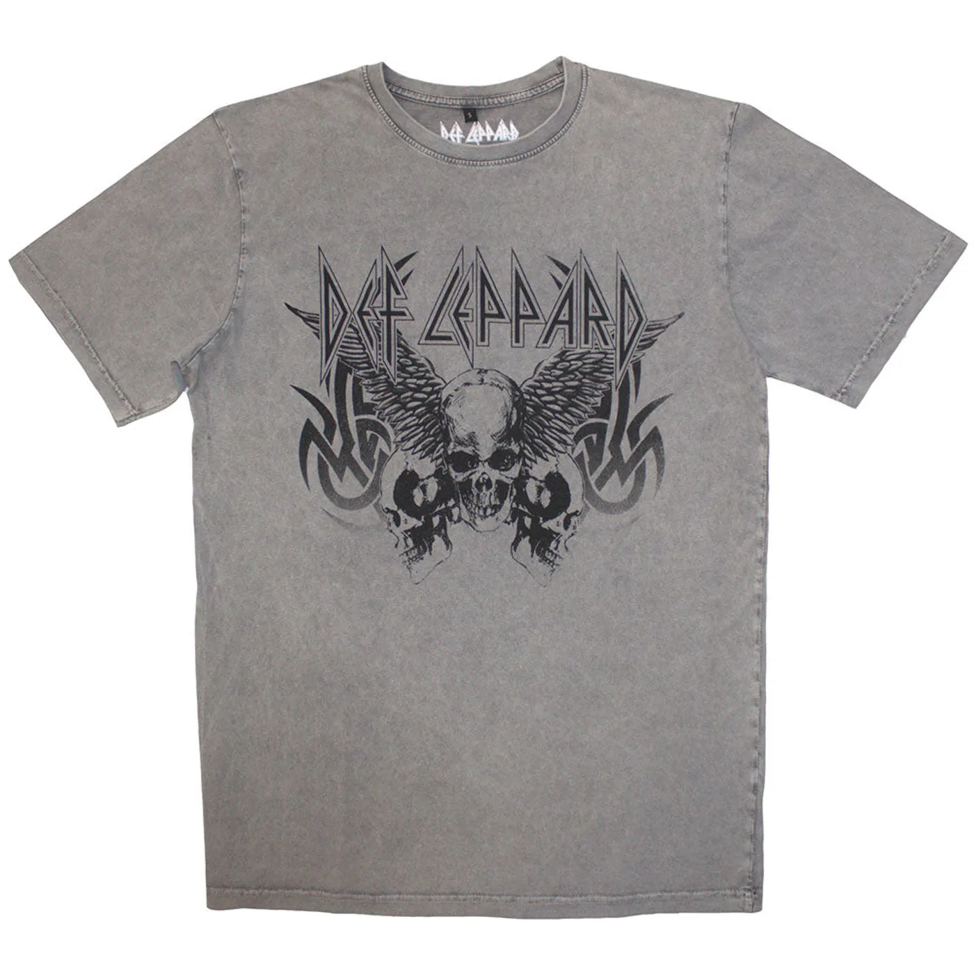 Def Leppard T Shirt - Tribal Skull Stone Wash