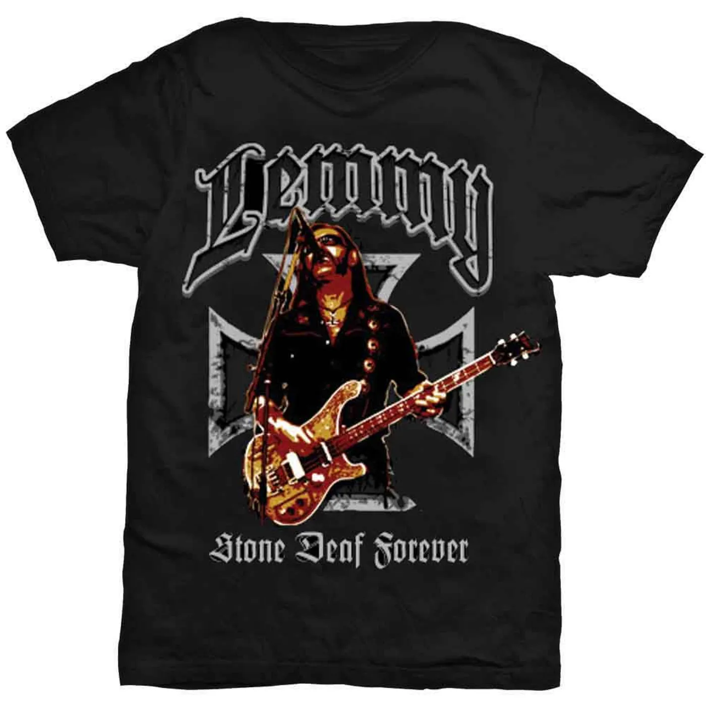 Lemmy T Shirt - Iron Cross Stone Deaf Forever