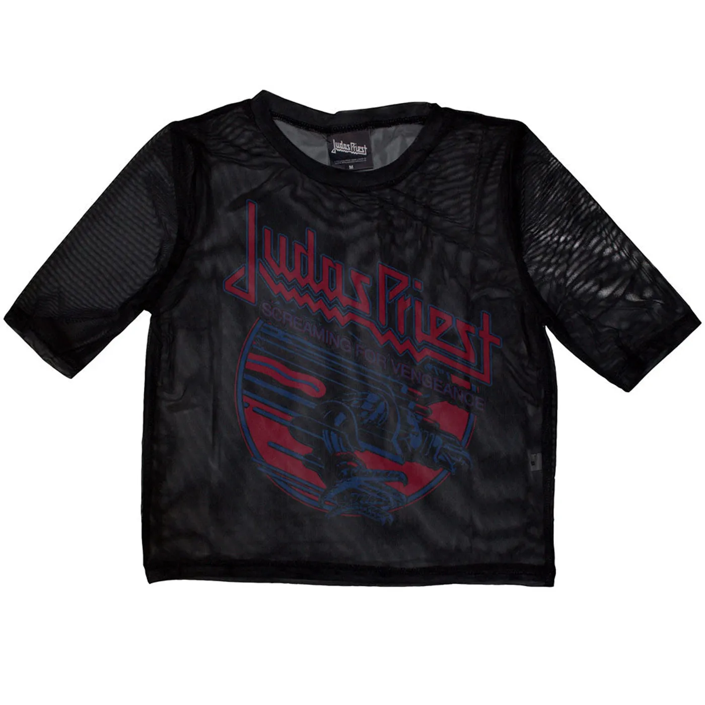 Judas Priest Women's Mesh Short Sleeve Crop Top - Screaming For Vengeance