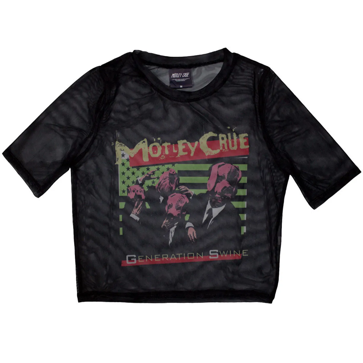 Mötley Crüe MÃ¶tley CrÃ¼e Women's Mesh Short Sleeve Crop Top - Generation Swine