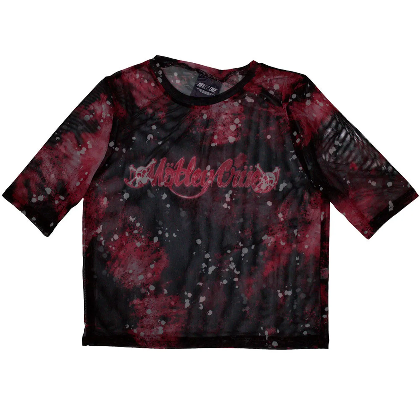 Mötley Crüe MÃ¶tley CrÃ¼e Women's Mesh Short Sleeve Crop Top - Feelgood Logo