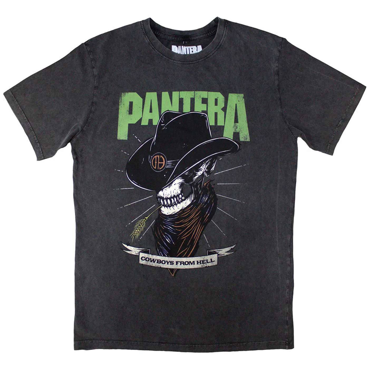 Pantera T Shirt - Skeleton Cowboy Stone Wash