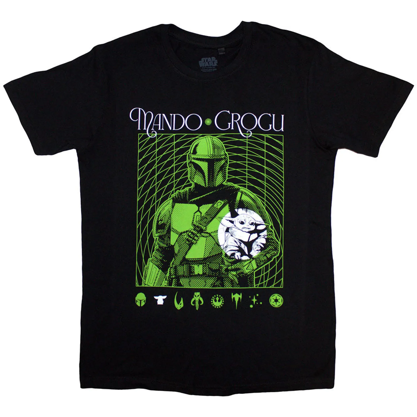 Star Wars T Shirt - The Mandalorian Mando & Grogu Neon