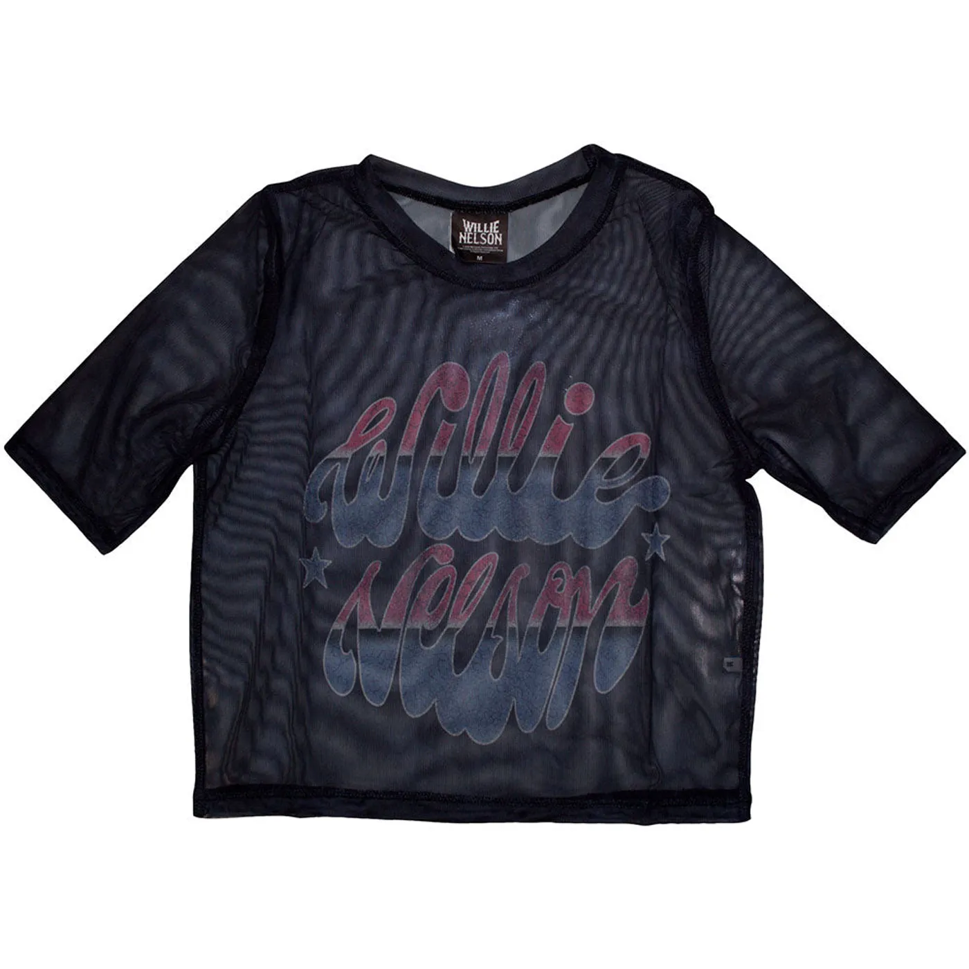 Willie Nelson Women's Mesh Short Sleeve Crop Top - Americana
