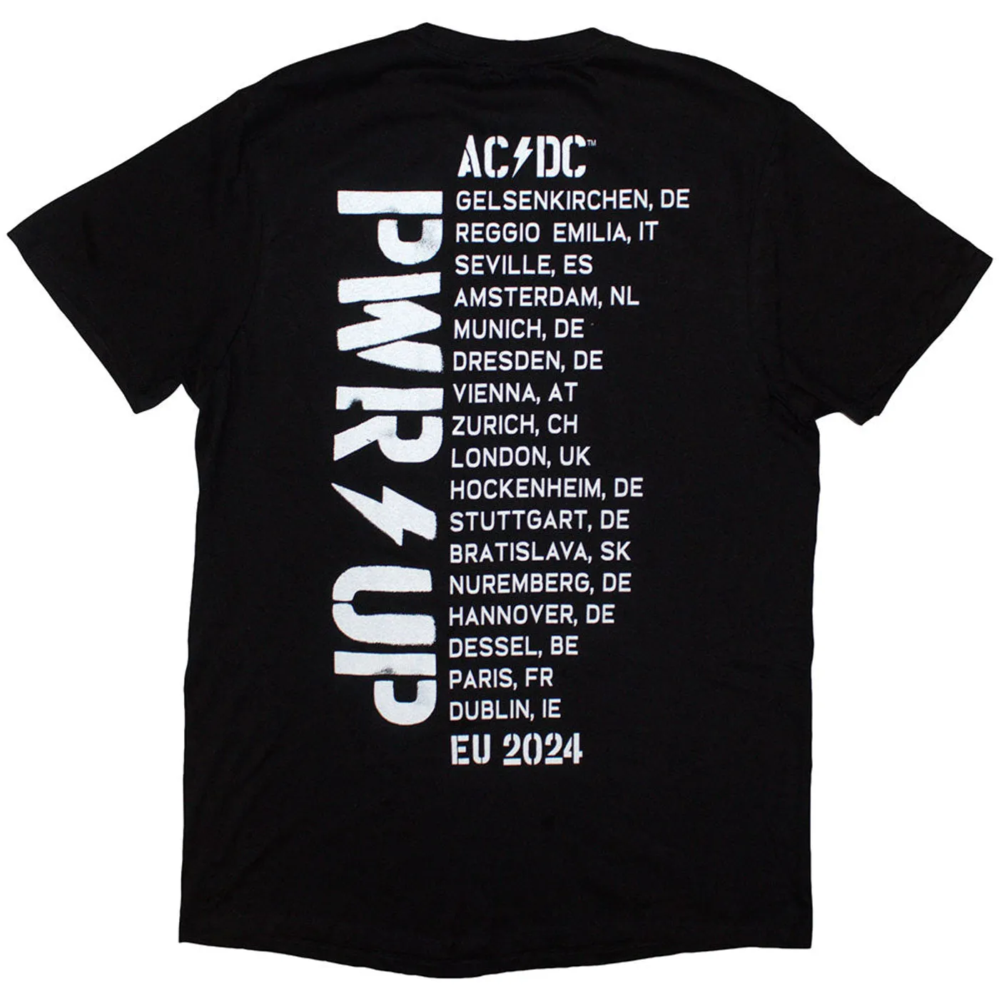 AC/DC T Shirt - PWRD Up B&W Photo EU Tour '24
