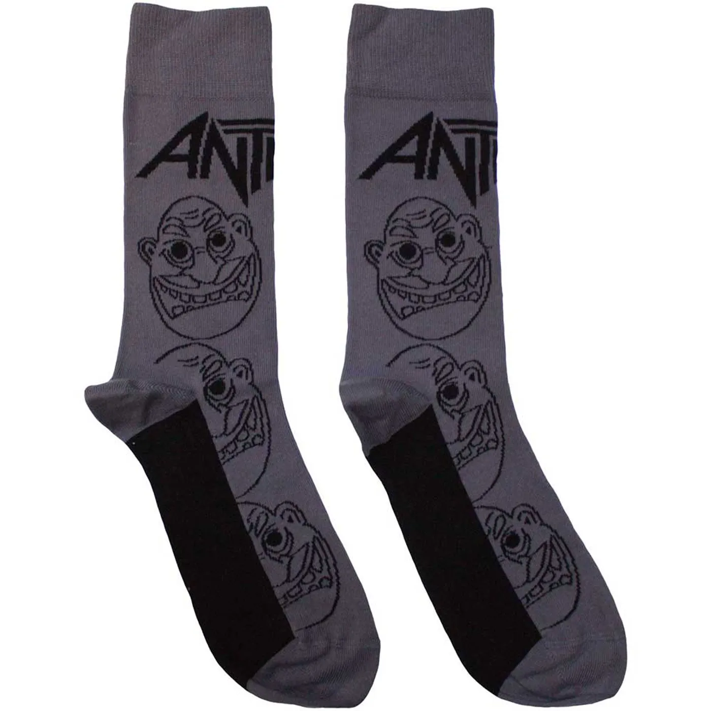 Anthrax Ankle Socks - Faces Pattern Mono