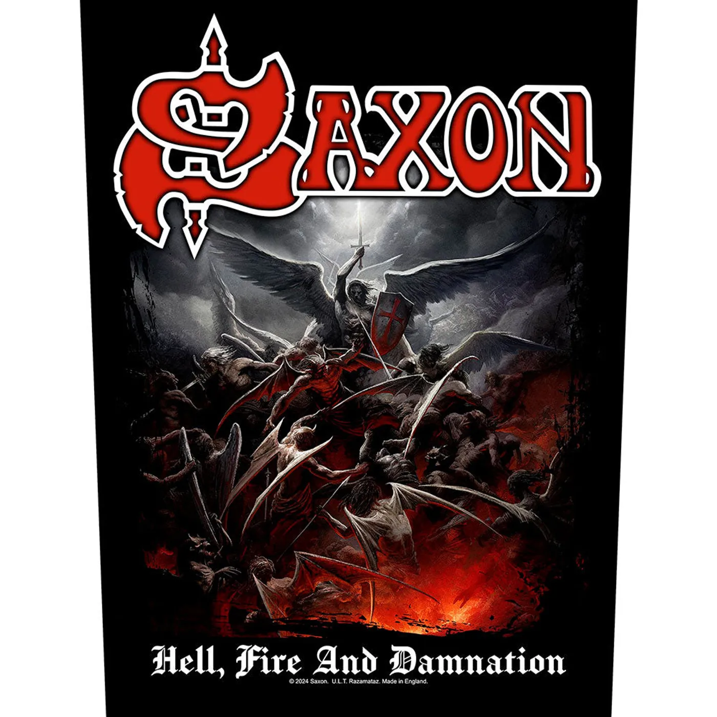 Saxon Patches - Woven Sew On - Hell, Fire And Damnation