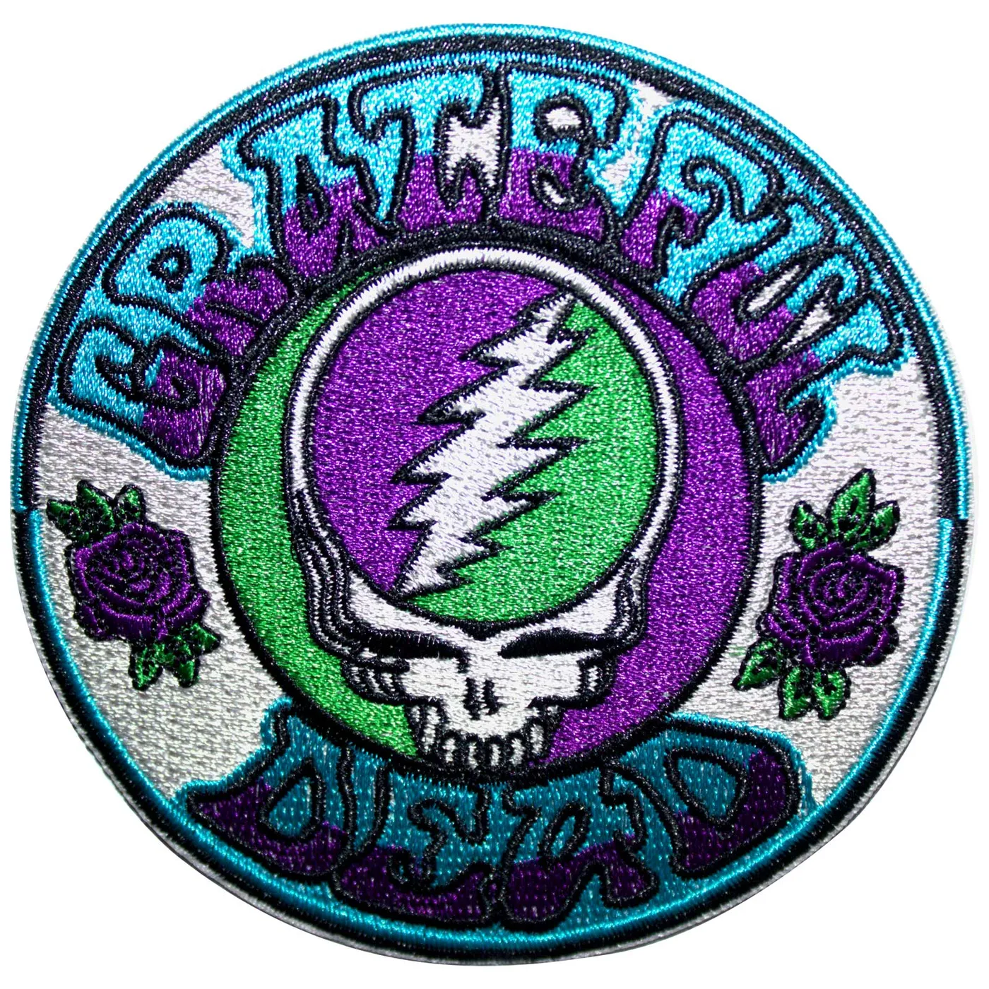 Grateful Dead Patches - Iron On - Steal Your Face Purple/Green