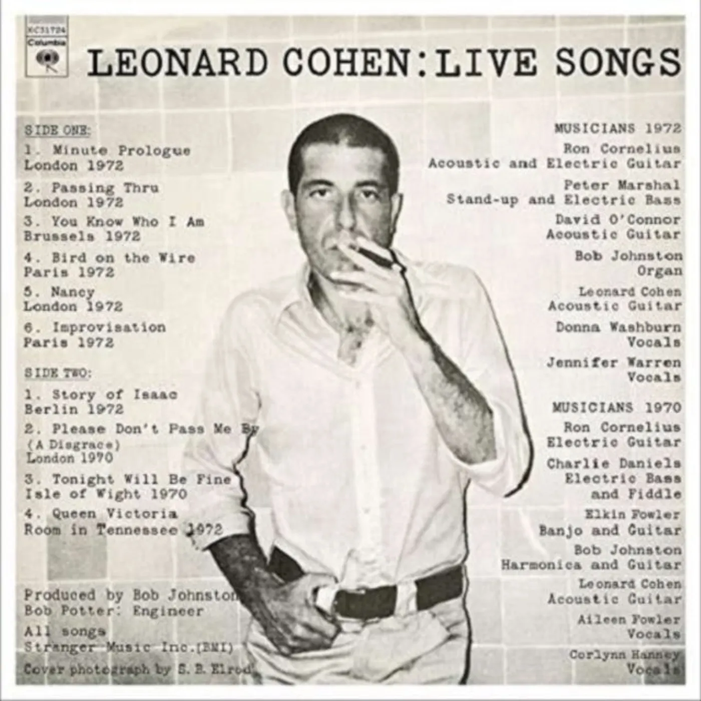 Leonard Cohen LP Vinyl Record - Live Songs