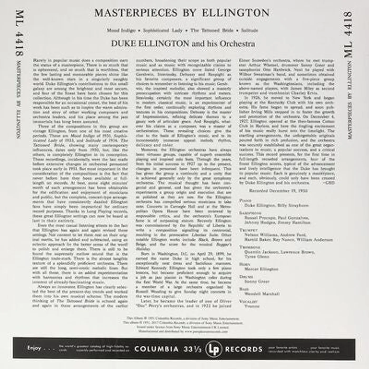 Duke Ellington LP - Masterpieces (Vinyl)