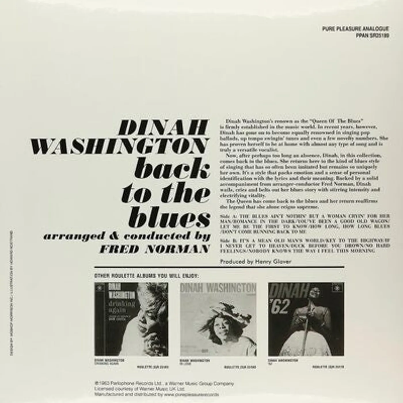 Dinah Washington LP - Back To The Blues (Vinyl)