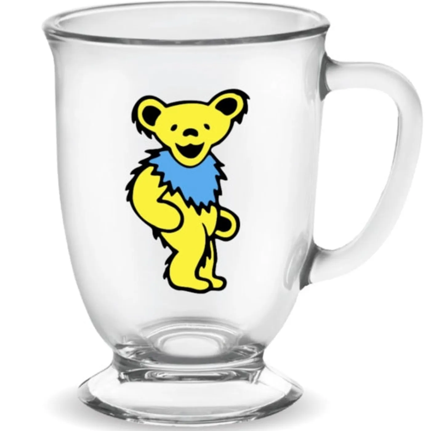 Grateful Dead Mug - Grateful Dead Yellow Dancing Bear 16Oz Glass Cafe Mug