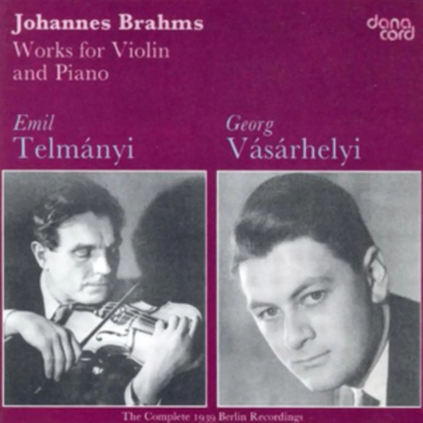 Johannes Brahms CD - Works For Violin Piano Telmanyi Vasarhel