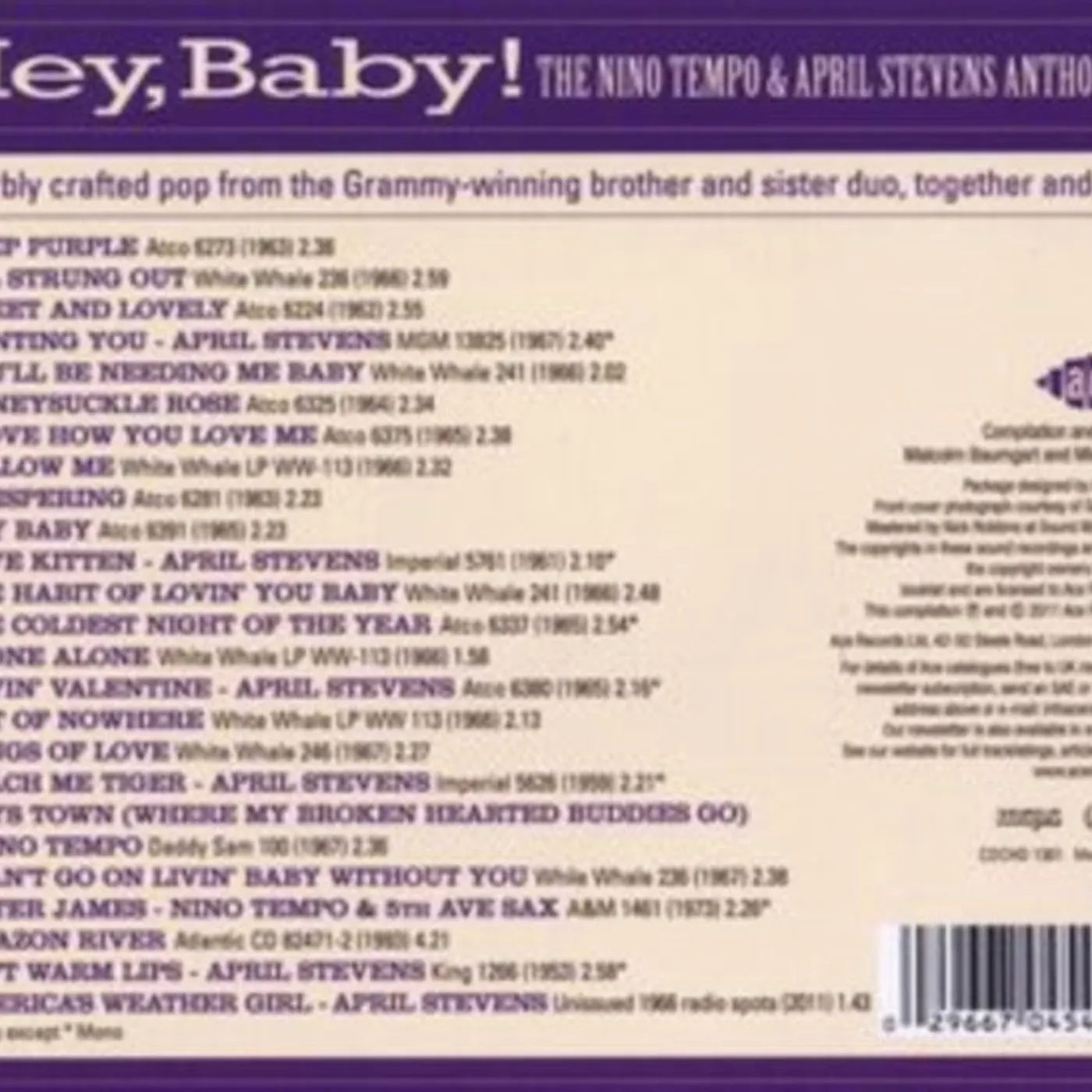 Nino Tempo & April Stevens CD - Hey. Baby!