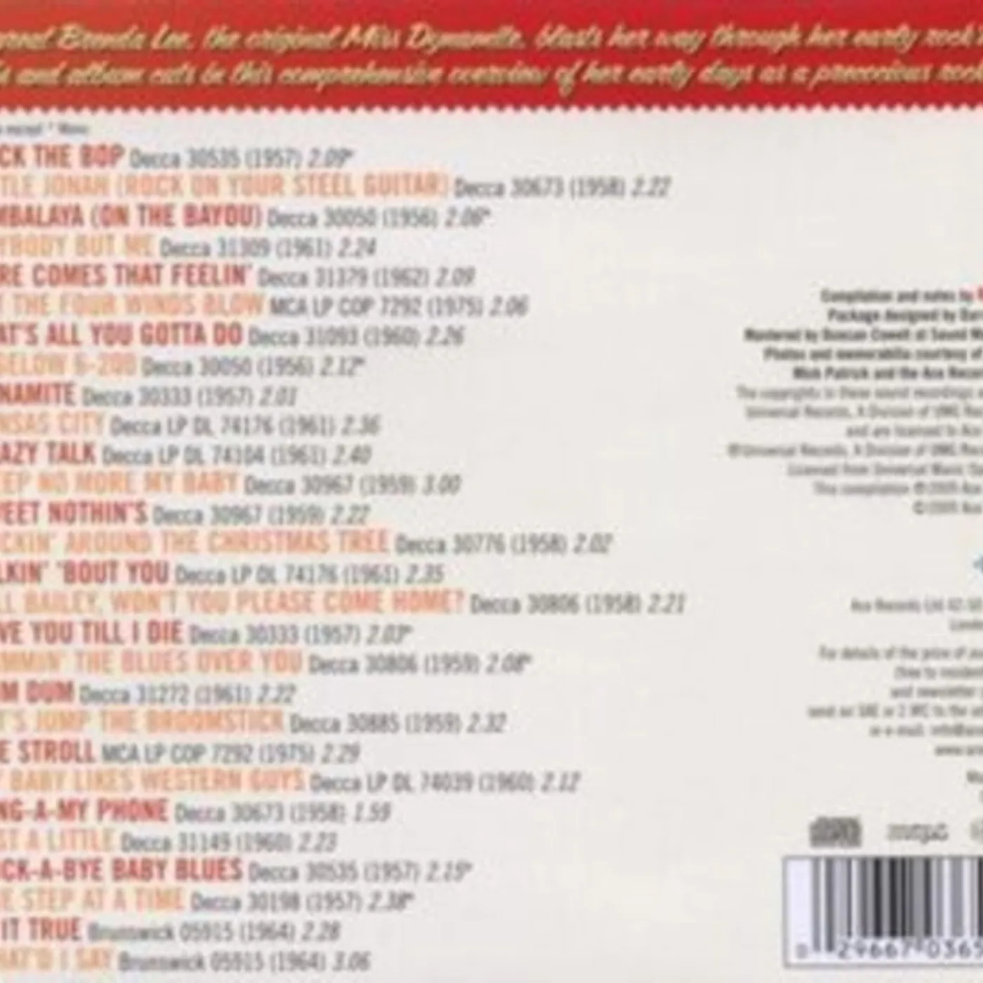 Brenda Lee CD - Queen Of Rock Nroll