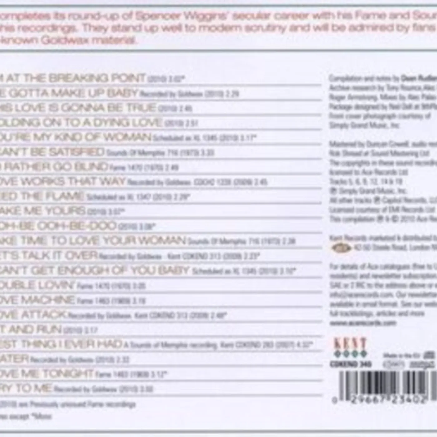 Spencer Wiggins CD - Feed The Flame