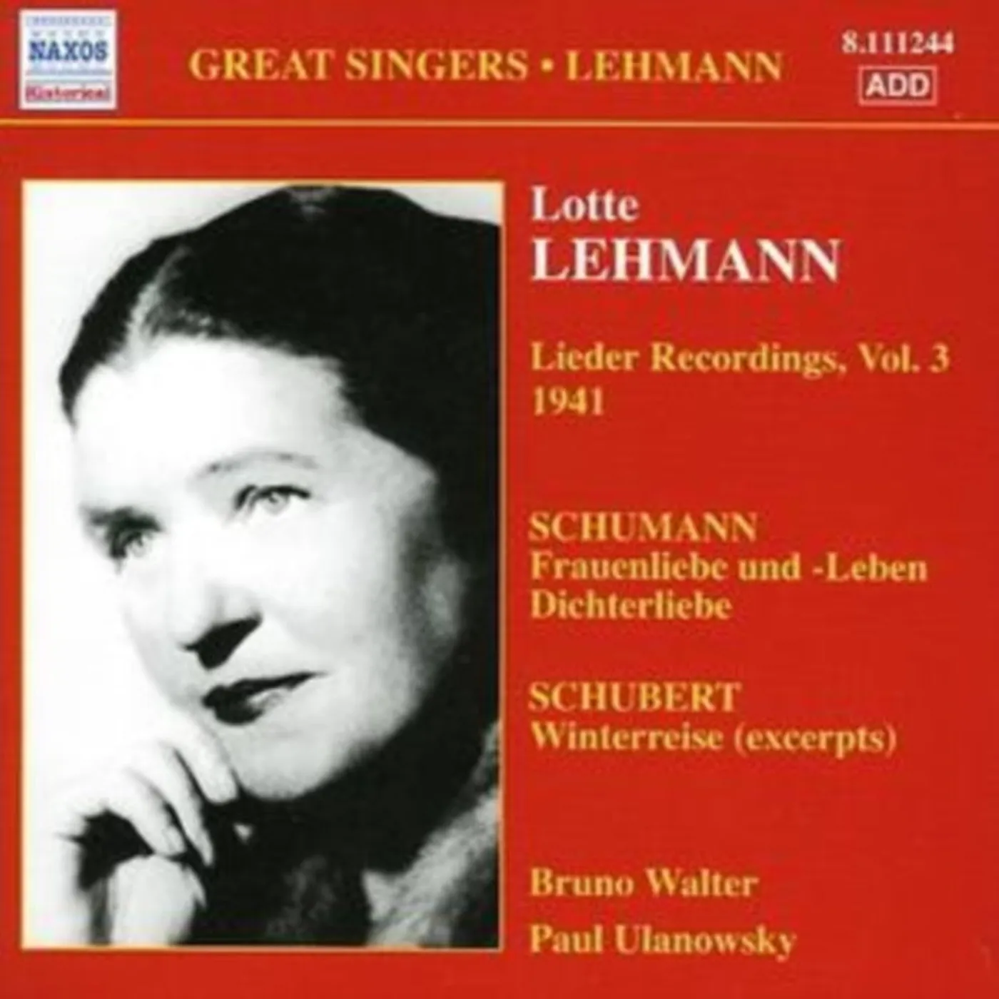 Lotte Lehmann CD - Lieder Recordings  Vol 3  1941