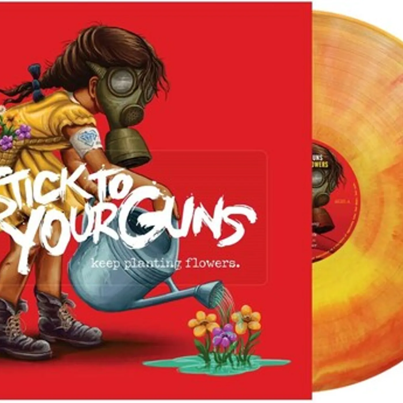 Stick To Your Guns LP Vinyl - Keep Planting Flowers - Red & Yellow Galaxy (Colv)