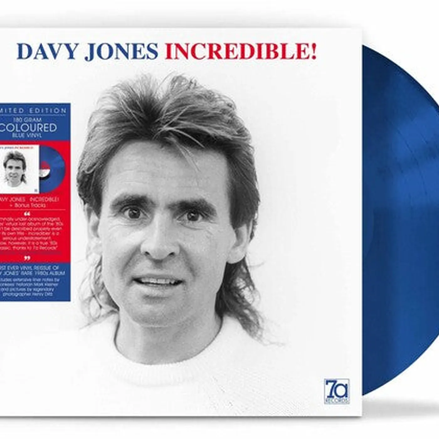 Davy Jones LP Vinyl - Incredible - Blue Vinyl (Blue) (Colv) (Ogv) (Uk)
