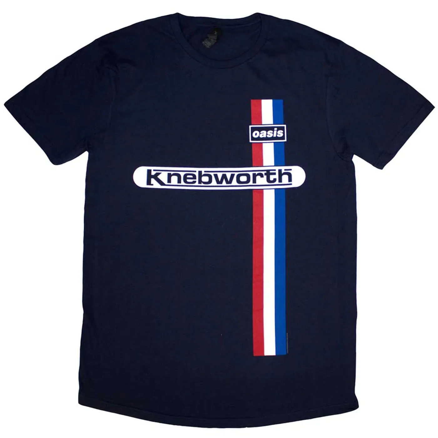 Oasis Navy T Shirt - Knebworth Vertical Stripe