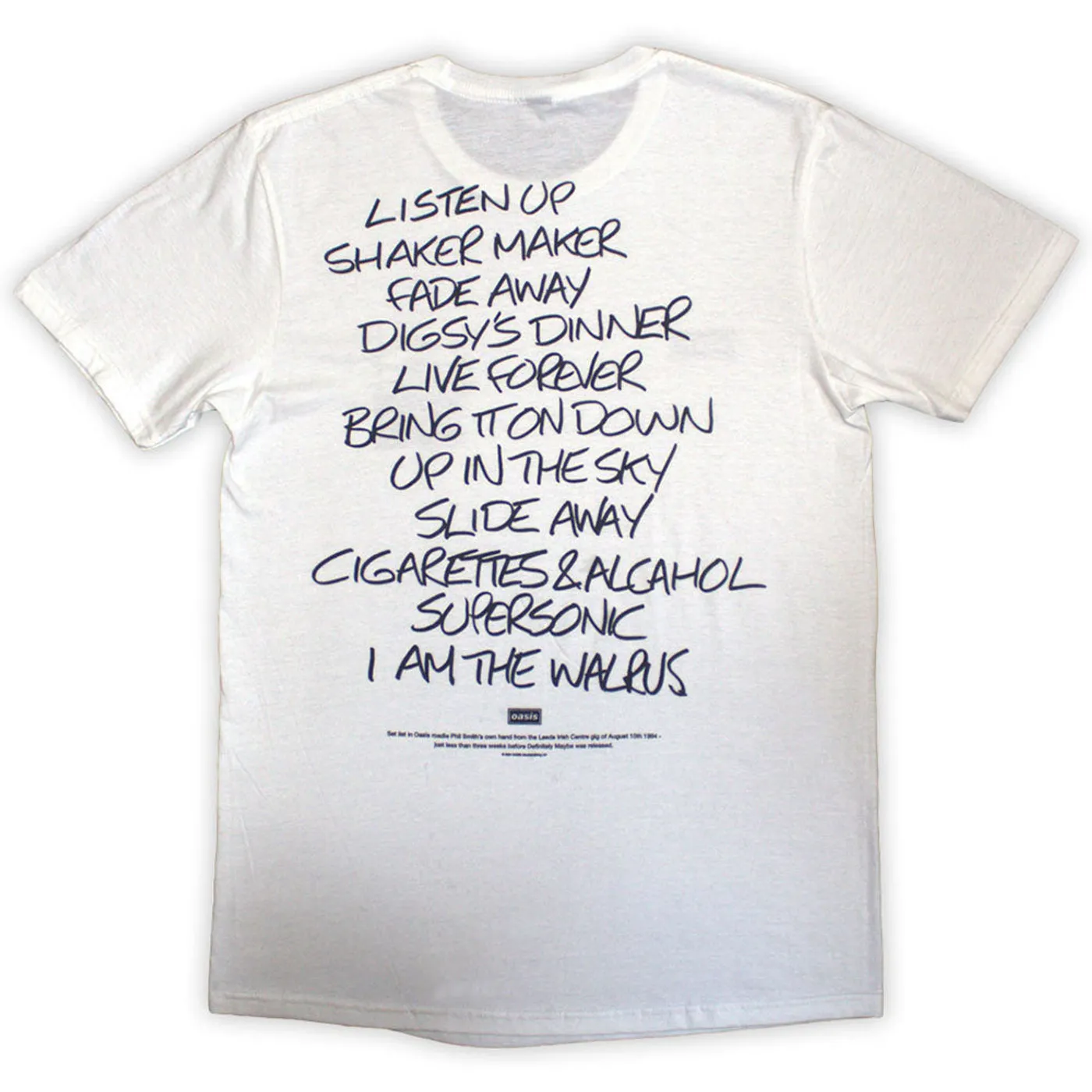 Oasis White T Shirt - Definitely Maybe AAA Setlist