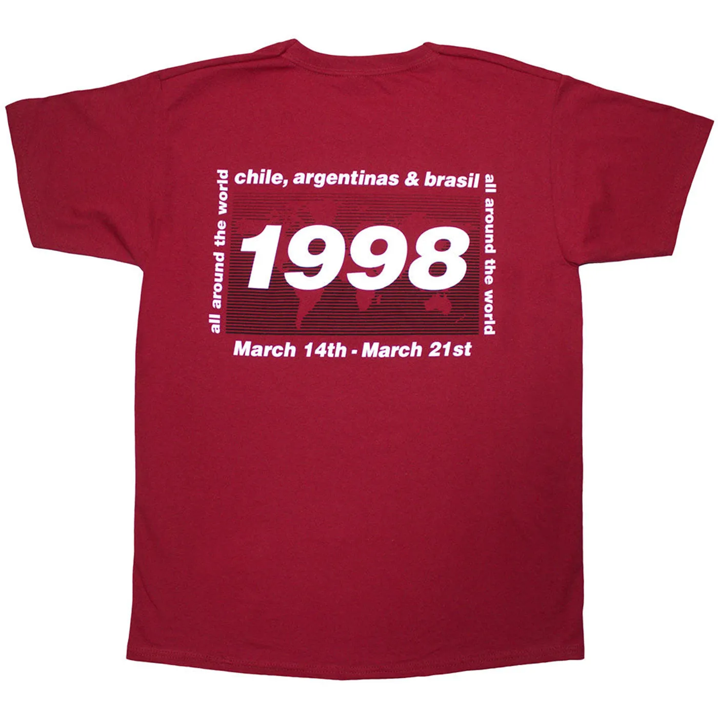 Oasis Red T Shirt - 1998 World Tour - South America