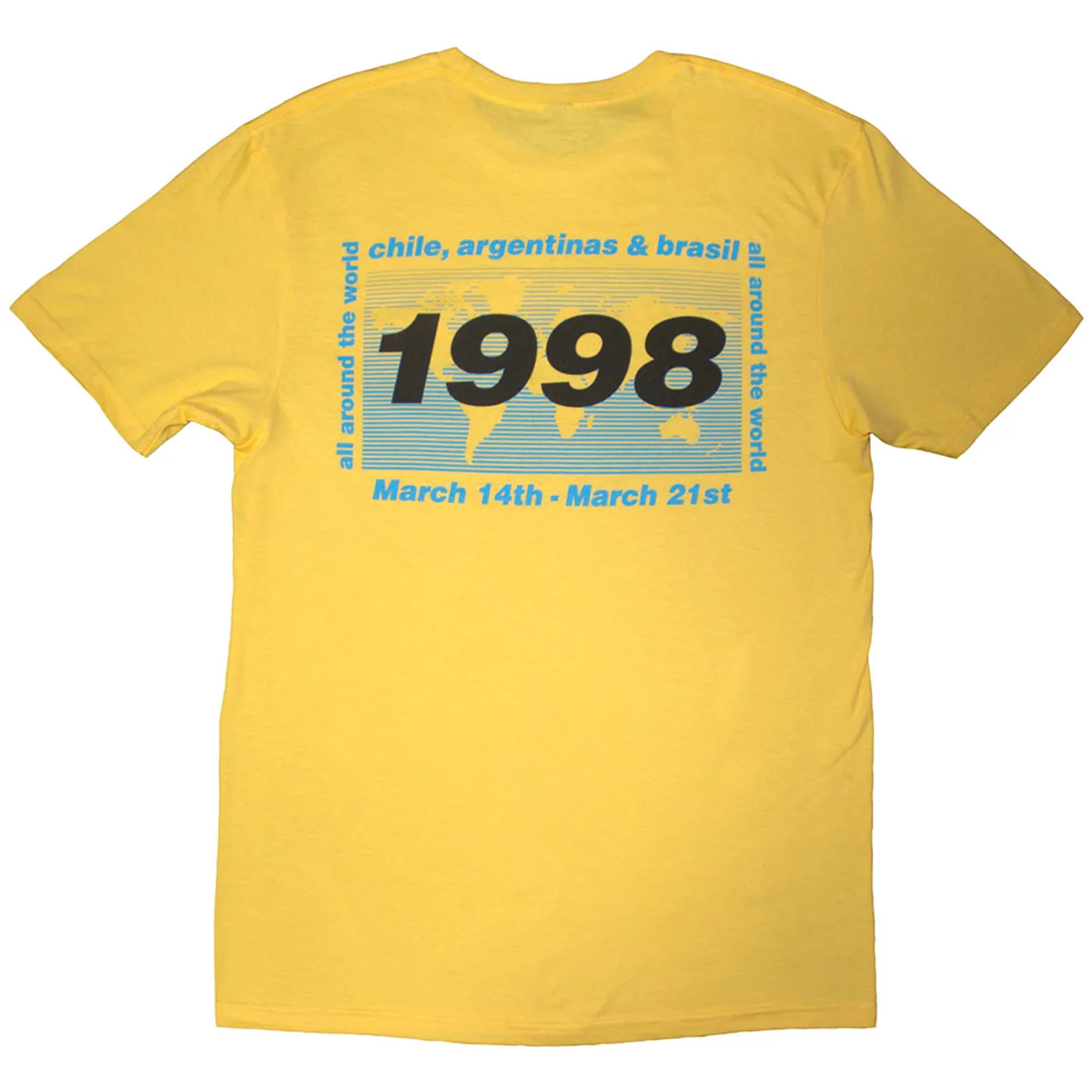 Oasis Yellow T Shirt - 1998 World Tour - South America
