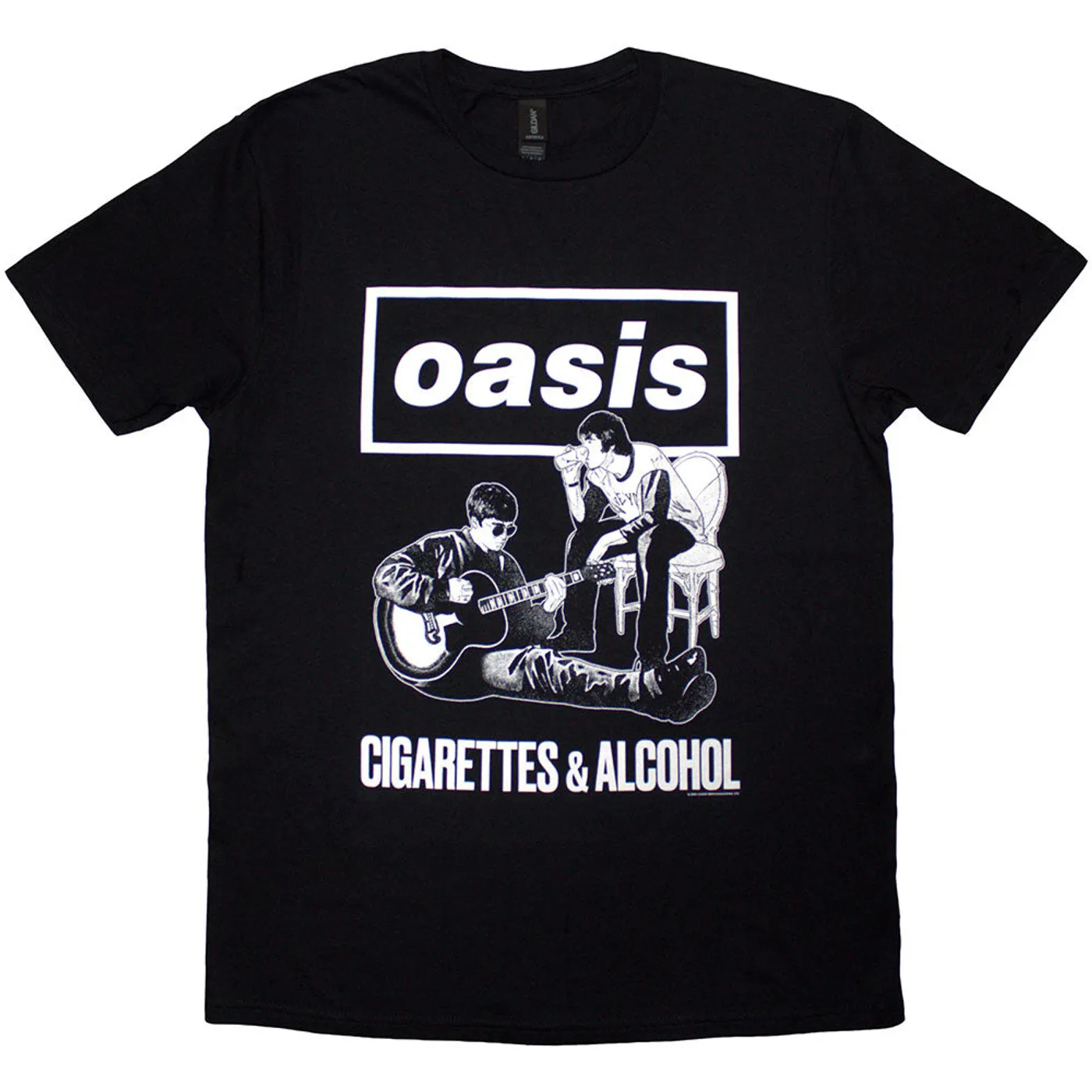 Oasis T Shirt - Cigarettes & Alcohol Illustration Mono